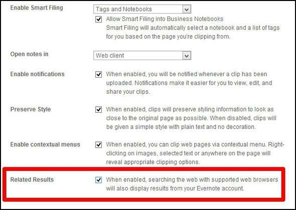 20 Recursos do Evernote Search Você deve usar os resultados do Evernote nas configurações de pesquisa no clipper da web