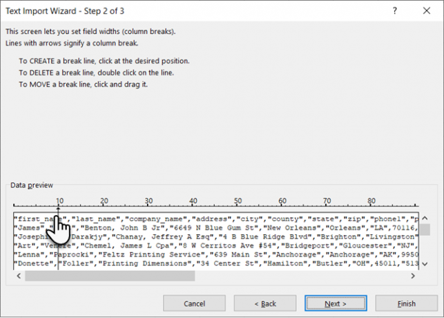 Importar dados de largura fixa no Microsoft Excel