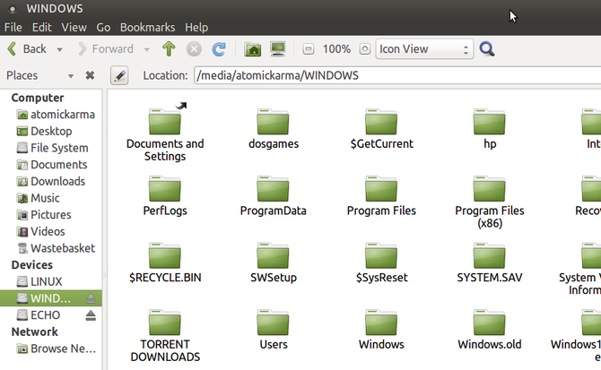acesso windows c drive no linux