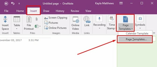 criar modelo de calendário do onenote