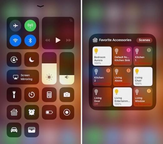 Widget inicial do iOS 11 Control Center