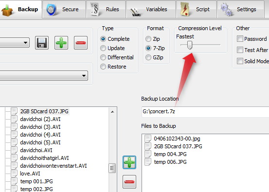 arquivos de computador de backup