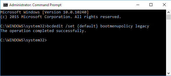 BCDEdit do prompt de comando do Windows 10