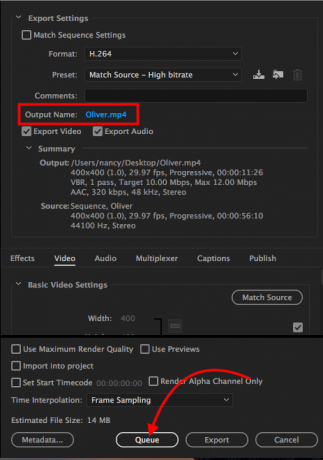 exportação do Adobe Premiere - cortar vídeo Adobe Premiere