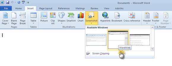 captura de tela do microsoft word