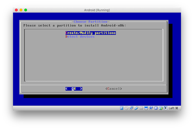 Como executar aplicativos Android no macOS create partition