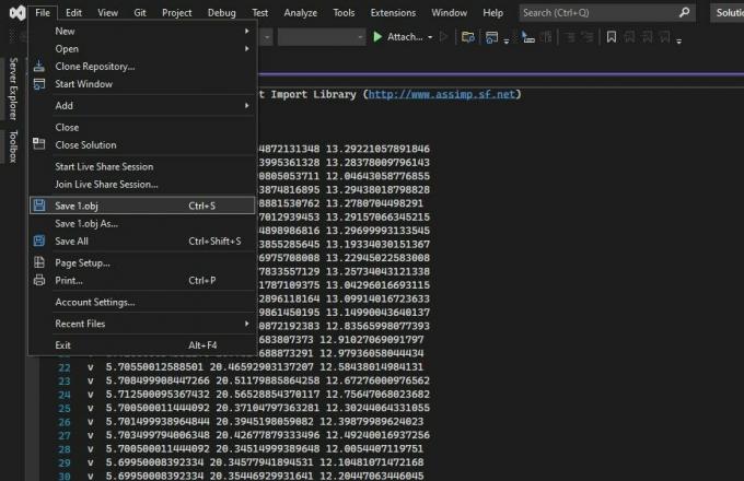 Diferentes opções para salvar seus arquivos OBJ no Visual Studio Code