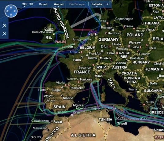 mapa de cabo de internet subaquática