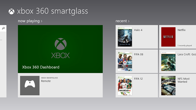 Tela inicial de SmartGlass