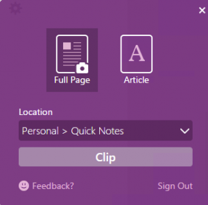 Enviar para o OneNote do Chrome