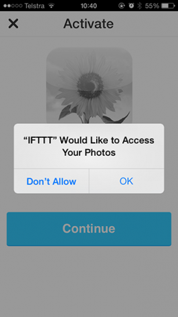 Coloque seu iPhone para funcionar com a autorização IFTTT