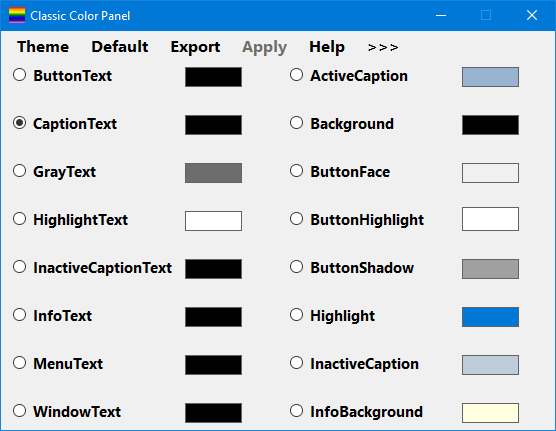 painel de cores clássico do windows 10