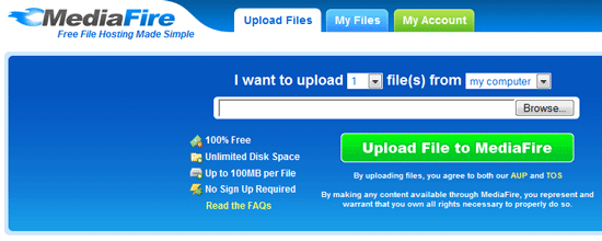 MediaFire - Armazenamento ilimitado de arquivos
