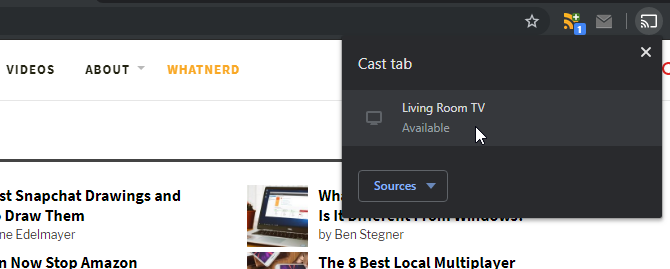 Transmitindo uma guia do navegador pelo Chromecast