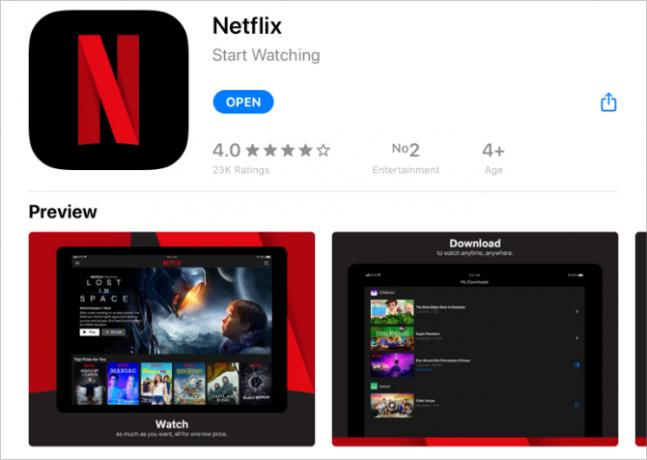 Netflix na App Store