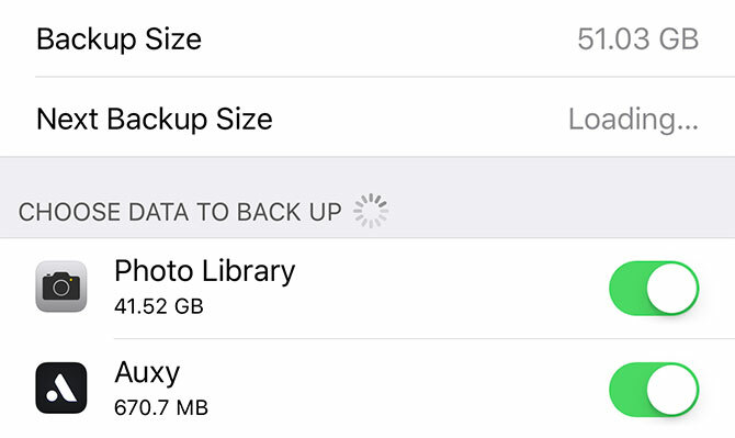 backup do iphone - itens de backup do iCloud