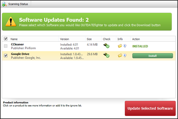 Atualização do software OUTDATEfighter