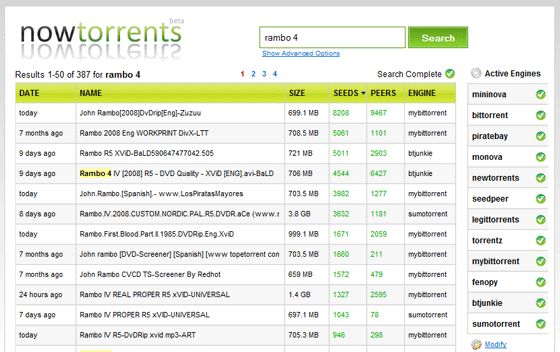 Nowtorrents - Pesquisa em Torrent em tempo real