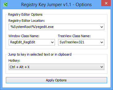 Opções do Windows-jumper-registro