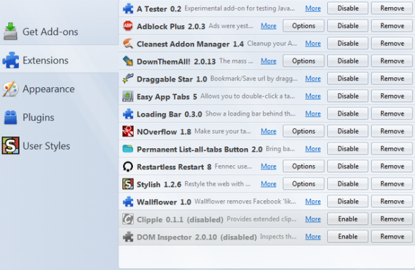 Firefox addon limpar