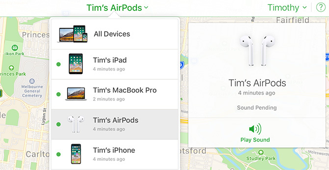 Encontre AirPods com o iCloud