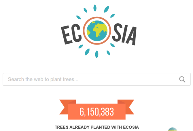 7 Alternativas de pesquisa do Google e seus recursos de marca registrada Ecosia main web