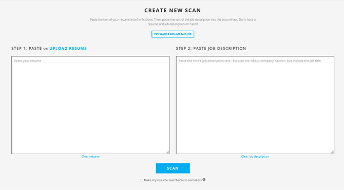 Jobscan Scan Resume - Conta Grátis