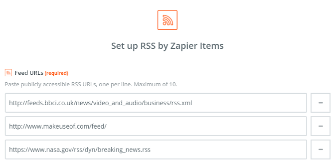 entrada de RSS por zapier feeds