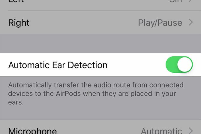 Detecção automática de ouvido AirPods