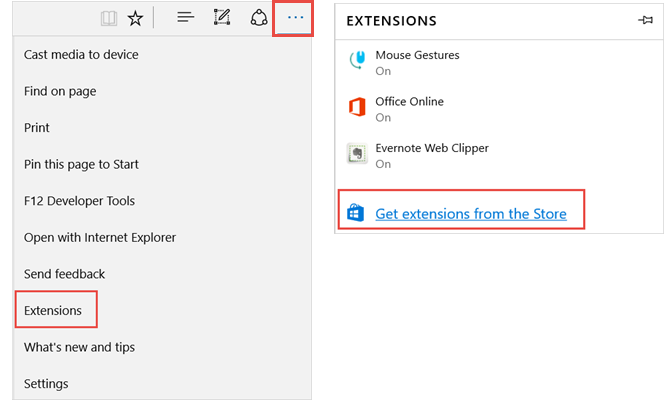 obter extensões microsoft edge