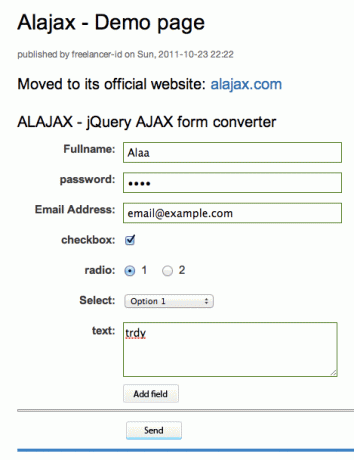 converter formulário para ajax