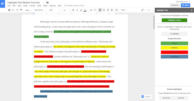 Complemento da Ferramenta de destaque do Google Docs