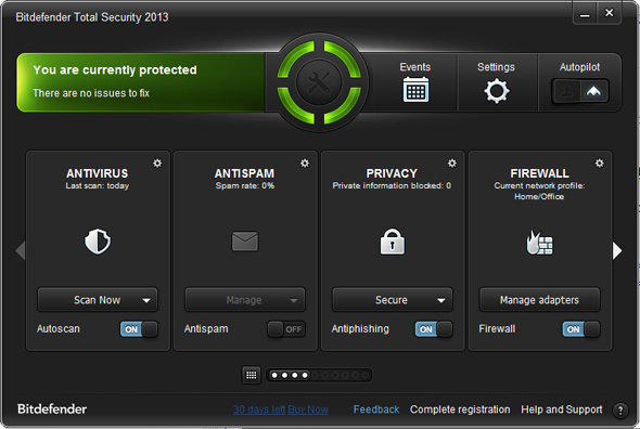 Mantenha-se seguro online com a nova tela principal do Bitdefender Total Security 2013 [Giveaway] do bitdefender 2013