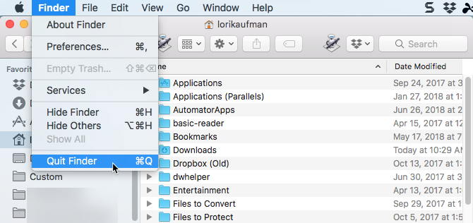 Sair da opção adicionada ao Finder em um Mac