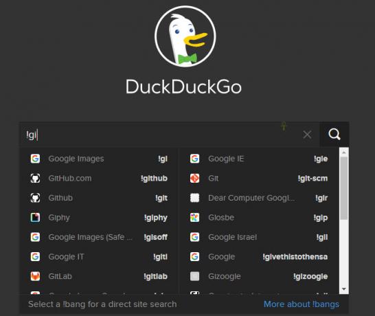 Lista de franja DuckDuckGo!