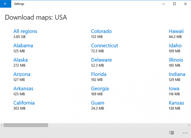 configurações de mapas offline eua windows 10