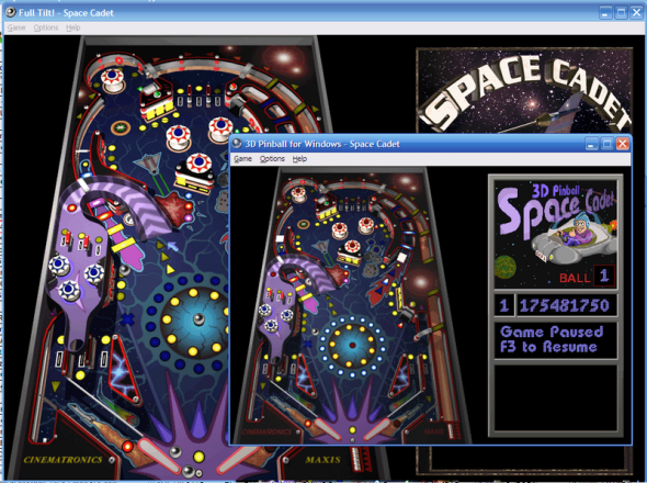 4 dos melhores videogames de pinball de todos os tempos Comparação visual de pinball de cadete espacial de 800px Space das versões Full Tilt e Windows XP e1376541266256