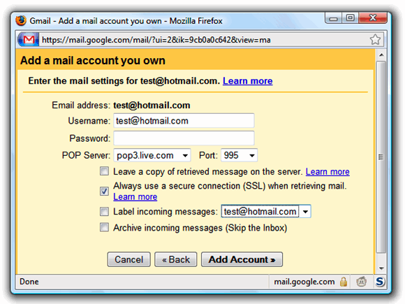 Como acessar as mensagens de email do Hotmail da sua conta do Gmail gmailpopsettings