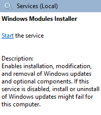 Serviço Instalador de Módulo do Windows