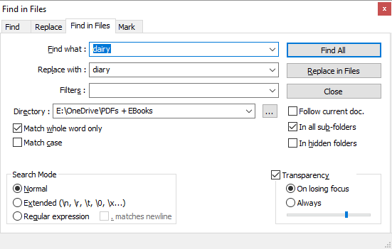 Como localizar e substituir palavras em vários arquivos O bloco de notas Localizar em arquivos