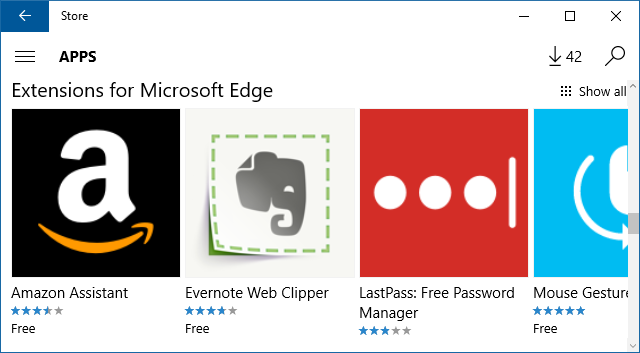 Loja Windows das Extensões do Microsoft Edge