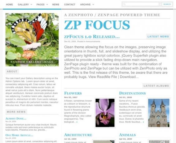 Compartilhe mais do que apenas fotos com o Zenphoto e o plugin Zenpage CMS zpfocus