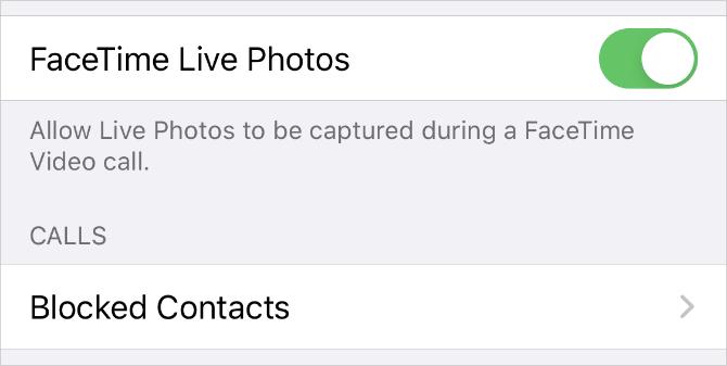 Fotos ao vivo do FaceTime alternam nas configurações do iPhone