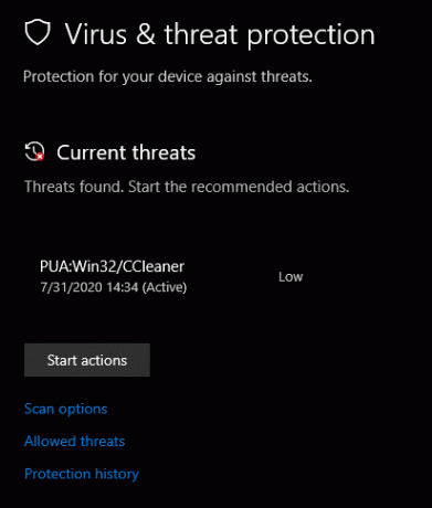 CCleaner de segurança do Windows bloqueado