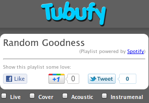 Tubufy - Transforme suas listas de reprodução do Spotify, MOG e Last.fm em canais de videoclipes playlisttitleshares