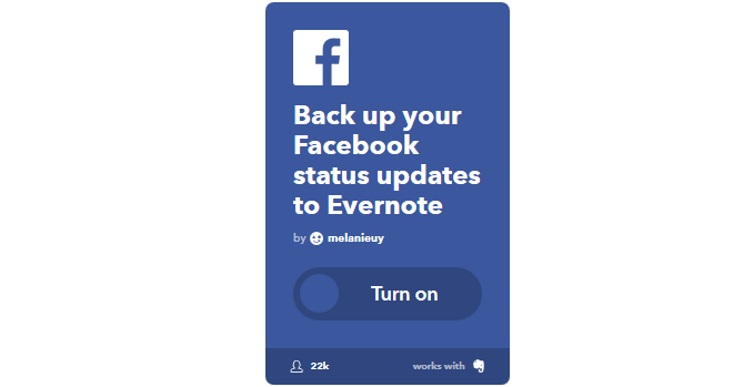 O melhor guia IFTTT: use a ferramenta mais poderosa da Web como um profissional 32IFTTT FBStatusToEvernote