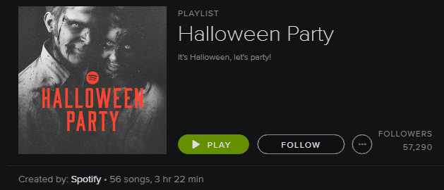 Lista de reprodução Spotify - Festa de Halloween