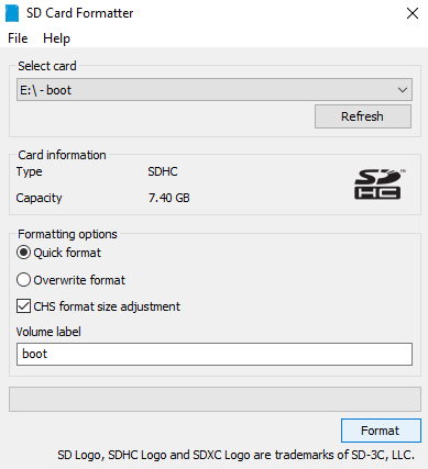 Formate o cartão microSD do seu Raspberry Pi