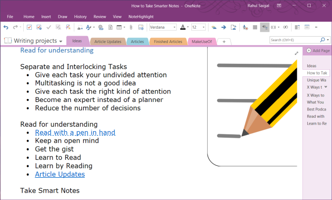 sintaxe wiki no OneNote 