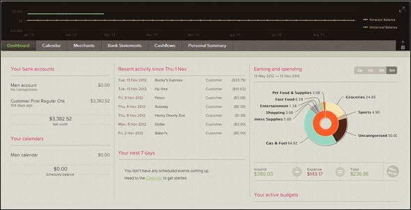 Coloque suas finanças em ordem com as 9 ferramentas financeiras da Web PocketSmith Dashboard